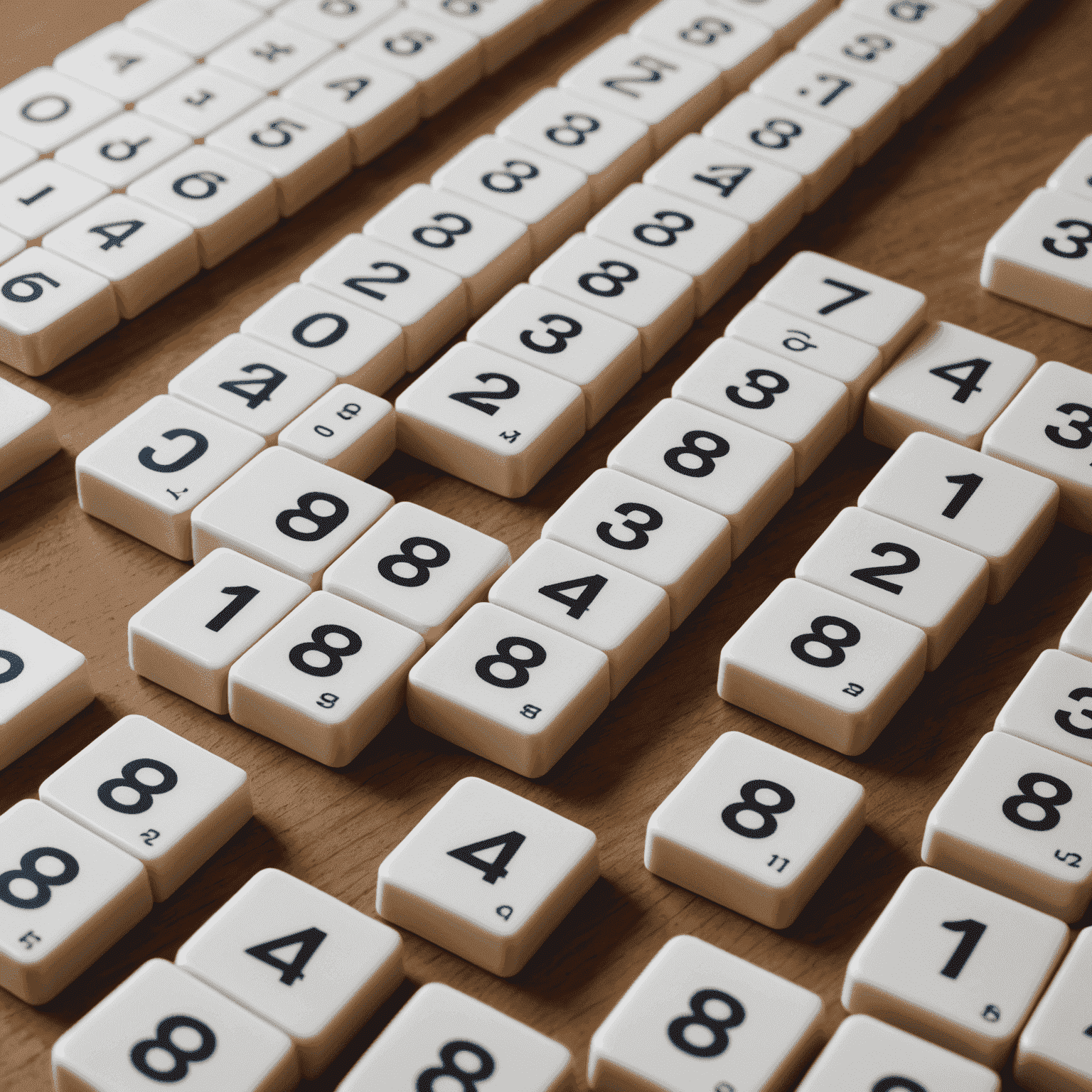 A Rummikub game in progress with large, easy-to-handle tiles featuring numbers and colors.